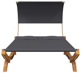 Kültéri antracit baldachinos hajlított fa nyugágy 165x203x126cm