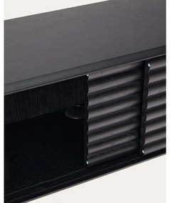 Fekete TV-állvány tölgyfa dekorral 200x57x35 cm Lenon – Kave Home