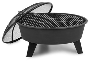 Blumfeldt Nolana, 2 az 1-ben, tűzrakóhely és grill, Ø73cm szikrafogó, Ø64 cm grill, acél, fekete