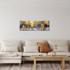 Kép - havas út az erdőben, olajfestmény (órával) (90x30 cm)