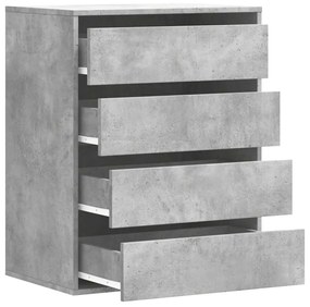 betonszürke szerelt fa fiókos sarokszekrény 60 x 41 x 76 cm
