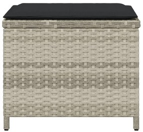 4db világosszürke polyrattan kerti szék párnával 40x40x35 cm