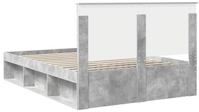 vidaXL Ágykeret fejtámlával Beton 160 x 200 cm Tömör fenyőfa