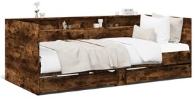 füstös tölgy kanapéágy fiókkal matrac nélkül 75x190 cm