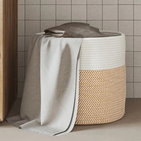 barna és fehér pamut tárolókosár Ø40 x 35 cm