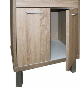Nerva 65 cm-es bútorhoz alsószekrény, mosdóval, Sonoma tölgy