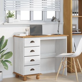 Íróasztal ASKIM&quot; Fiókokkal Fehér 95x40x75 cm Tömbfa Fenyő&quot;