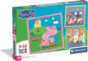 Peppa malac Family 3x48 db-os puzzle Clementoni