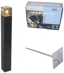 Állandó kültéri lámpa fekete 70 cm IP44 füstüveggel - Dánia