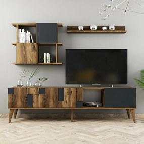 Madrid Anthracite and Walnut TV fal