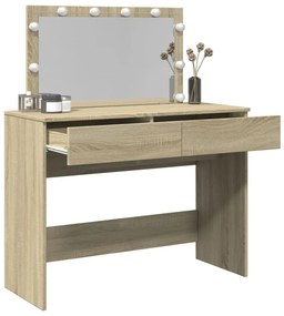 sonoma tölgy színű fésülködőasztal LED-del 100 x 40 x 120 cm