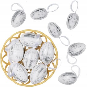 Húsvéti tojások hungarocell medálok díszkosárban 6db