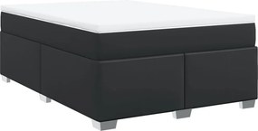 vidaXL fekete műbőr rugós ágy matraccal 140 x 190 cm