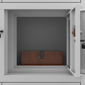 Fém iratszekrény széffel és fiókokkal FILIP II, 900 x 1850 x 400 mm, szürke