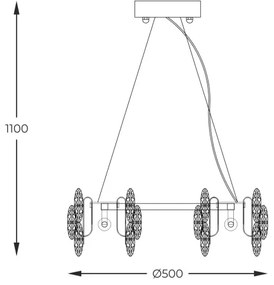 Zuma Line 9864-500 - Csillár zsinóron TIARA 6xE14/40W/230V arany