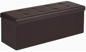 Puff, összecsukható tároló pad 120L, 110 x 38 x 38 cm, barna