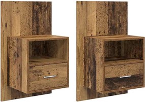 vidaXL Éjjeliszekrény fiókkal 2 pcs Öreg fa 50 x 32.5 x 80cm Faanyag