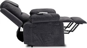 Fotel Masujący Elektrycznie Rozkładany FENIX z Funkcją Wstawania Ciemny Popiel