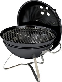 Outsunny hordozható kerek faszenes grill, fedéllel és állvánnyal, sütőrács, állítható szellőzők, erkélyre, piknikre, kempingezéshez, Ø41 x 44 cm, feke
