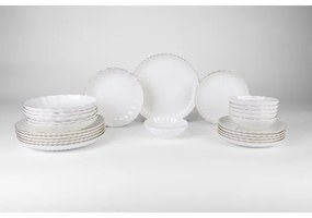 24 darabos porcelán étkészlet, fehér/arany
