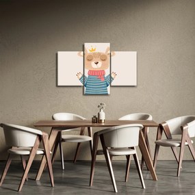 Kép - Bézs mackó koronával (90x60 cm)