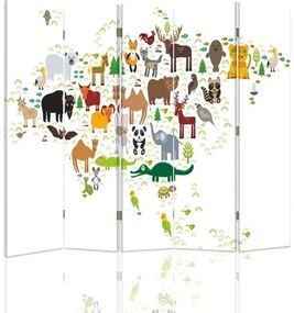Gario Paraván Világtérkép állatokkal Méret: 180 x 170 cm, Kivitelezés: Klasszikus paraván