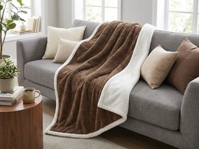 Sherpa pléd FURINA, barna Méret: 200 x 220 cm