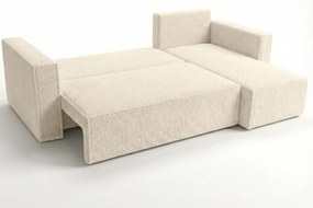 AKCIÓ Kinyitható kétoldalas L-alakú ülőgarnitúra SMART BOUCLE 232x143 cm, krémszínű II. osztály