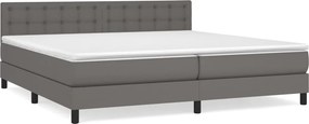vidaXL szürke műbőr rugós ágy matraccal 200 x 200 cm
