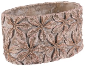 Betonový obal na květináč Flower, ovál , 13 x 21 x12 cm, 21 cm