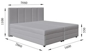 Kárpitozott ágy rugós matraccal és ágyneműtartóval ISABEL 160x200 világosszürke