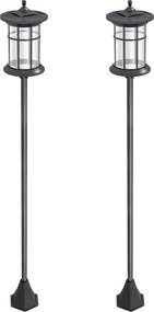 Outsunny 2 Kültéri Napelemes Lámpás Napelemes Fények Napelemes Panellal Automatikus Be/ Ki és Rozsdamentes Acél Váz IP44 Vízálló a Teraszon Kert 23.5x