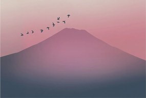 Flizelin tapéta Divatos 3D fali ragasztóval Hegyi nyugat 104x70 Ragasztó