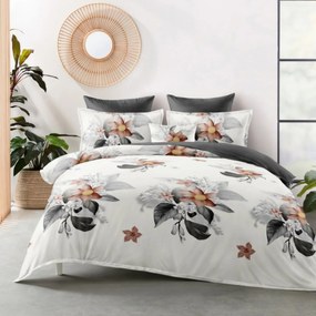 FLOWER FEKETE-BROWN fordítható flanel ágynemű DeLuxe A csomag tartalma: 3 készlet csomagolás, A lapok mérete: 140x200 cm
