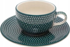 Eszpresszó csésze 100ml csészealjjal Művészi kerámia Bolesławiec U9973