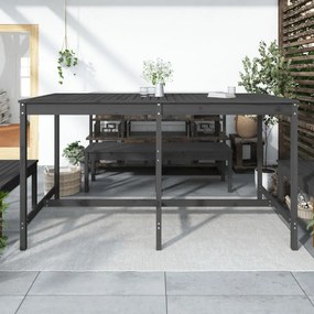 szürke tömör fenyőfa kerti asztal 203,5x90x110 cm