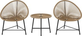 Outsunny Poly Rattan Kerti Bútor Szett, Kültéri Lounge Erkély Bútor 2 Személy Részére, 3 Darabos Ülőgarnitúra 2 Székkel és Asztallal, Időjárásálló Ker