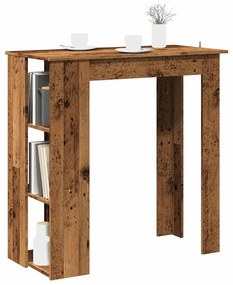 antik fa színű szerelt fa bárasztal polccal 102x50x103,5 cm
