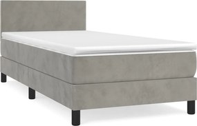 vidaXL világosszürke bársony rugós ágy matraccal 100 x 200 cm