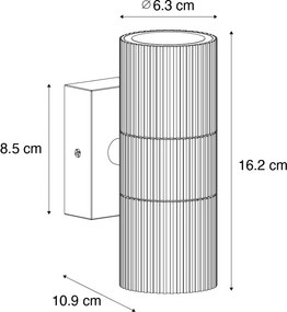 Ipari kültéri fali lámpa fekete 2 fényes IP44 - Vigo
