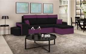 NEVADA Kinyitható sarokkanapé Fekete/lila