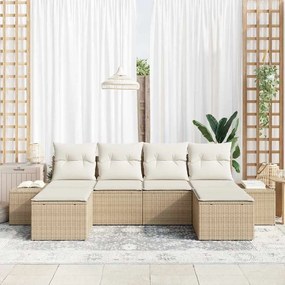 Kerti Kanapé Szett 6 pcs bézs és krémszínű 184 x 62 x 85 cm