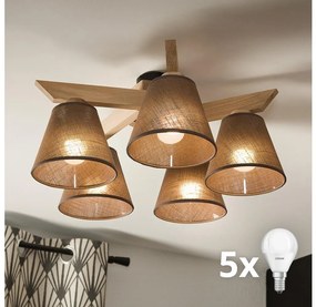 Brilagi - LED  Felületre szerelhető csillár  ANTHONY 5xE14/40W/230V tölgy/barna