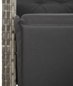 2 db szürke polyrattan dönthető kerti szék lábtartóval