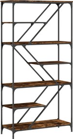 vidaXL füstös tölgy szerelt fa és acél könyvespolc 91x36x176 cm