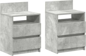 vidaXL 2 db betonszürke éjjeliszekrény 2 fiókkal 40x33x60 cm