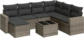 vidaXL 8 részes szürke polyrattan kerti ülőgarnitúra párnákkal