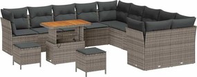 vidaXL Kerti Kanapé Szett 13 pcs Szürke polirattan