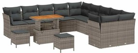 vidaXL Kerti Kanapé Szett 13 pcs Szürke polirattan