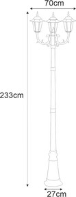 KAJA K-7009A2/3 CZARNY STANDARD Fekete Színű Kültéri Állólámpa 3xE27 15W IP44